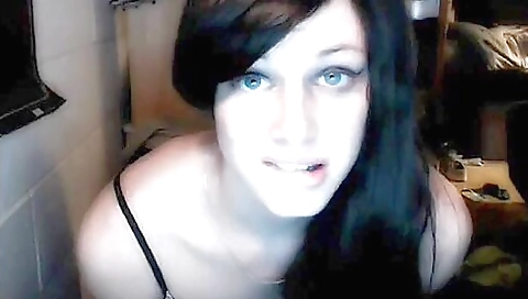 A self-cut titty compilation with a brunette in stockings