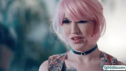 Skinny brunette with a hot pussy gets fucked deepthroat