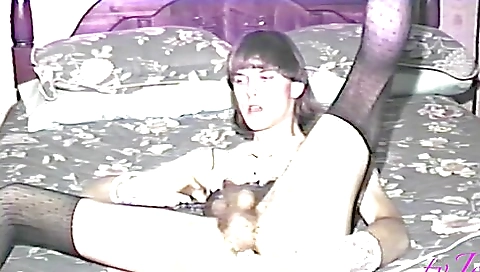 Vintage brunette in stockings showing off her hairy pussy