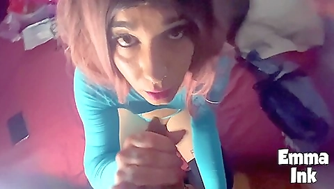 Trans Girl Does Incredible Deepthroat And Gets Milk In Her Mouth