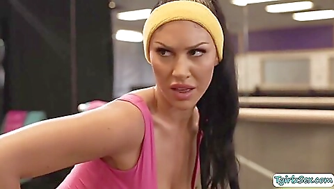 Busty yoga girls with tattooed chests fucking and riding