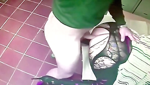 Big dick fucking stepdaughter by amateur milf with stockings