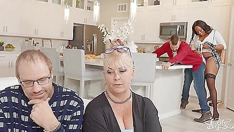 Busty ebony babe with black hair and big tits fucked by black cock