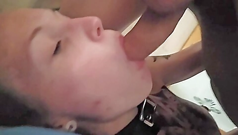 Tattooed transman sucking on a beautiful transwoman