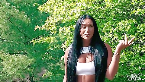 Big ass brunette gets fucked on the bed in a solo scene