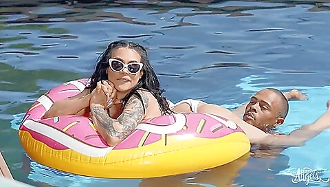 A hot blonde is standing out and trying to get her camera on