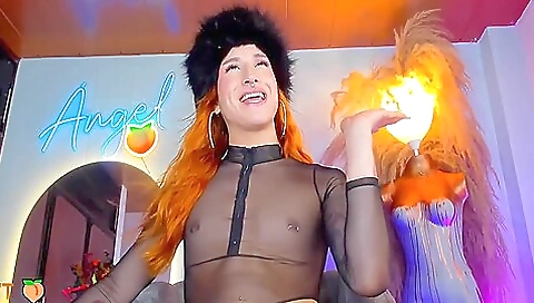 Crazy big cock in a natural tits redhead solo scene